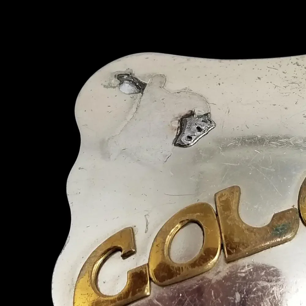 Vintage Belt Buckle Nickel‎ Silver Colorado State Silver And Gold Color Embossed